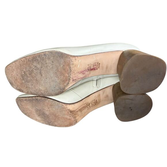 Huma Blanco Leather Ankle Boots White Block Heel Size 40 / US 9 Made in Peru - Picture 10 of 10